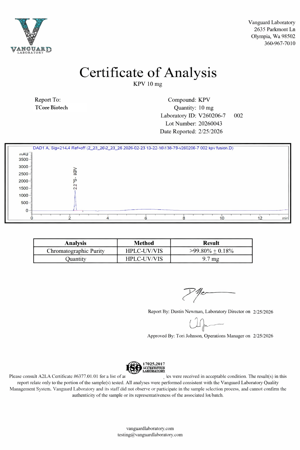 TCore KVP 10MG 2-25-26